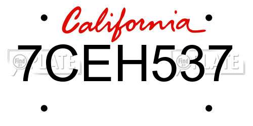 7CEH537 California License Plate