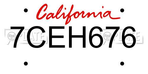 7CEH676 California License Plate