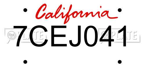 7CEJ041 California License Plate