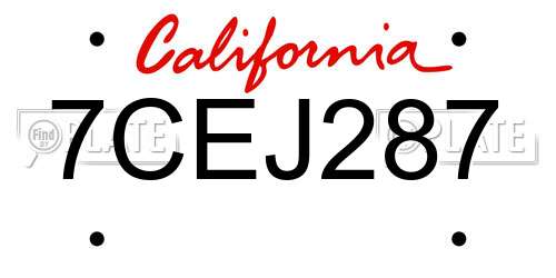 7CEJ287 California License Plate