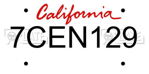 7CEN129 California License Plate