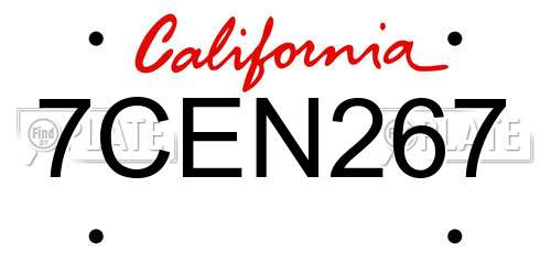 7CEN267 California License Plate