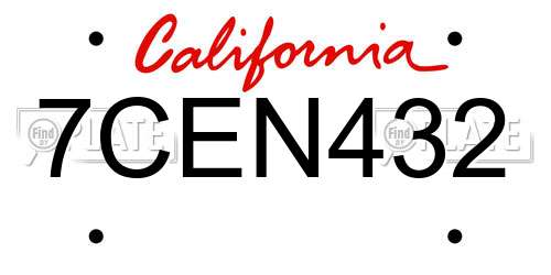 7CEN432 California License Plate