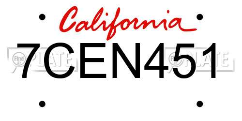 7CEN451 California License Plate