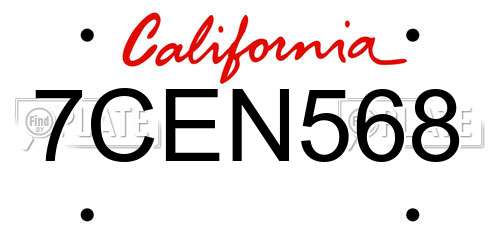 7CEN568 California License Plate