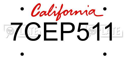 7CEP511 California License Plate