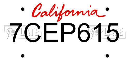 7CEP615 California License Plate