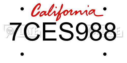 7CES988 California License Plate