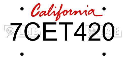 7CET420 California License Plate