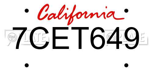 7CET649 California License Plate
