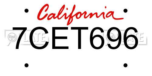 7CET696 California License Plate