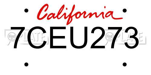 7CEU273 California License Plate