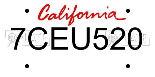7CEU520 California License Plate