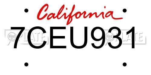 7CEU931 California License Plate