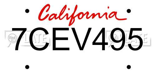 7CEV495 California License Plate
