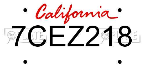 7CEZ218 California License Plate
