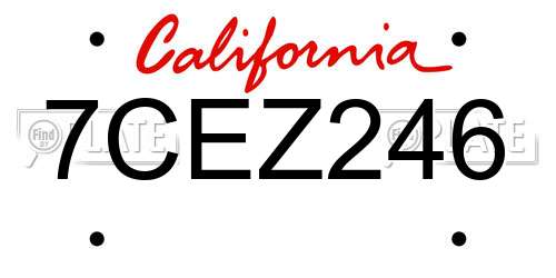 7CEZ246 California License Plate