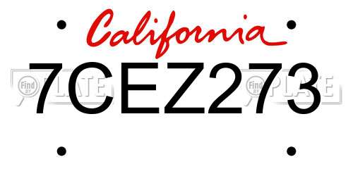 7CEZ273 California License Plate