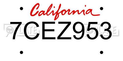 7CEZ953 California License Plate