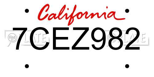 7CEZ982 California License Plate
