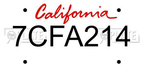 7CFA214 California License Plate