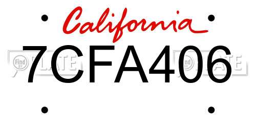 7CFA406 California License Plate