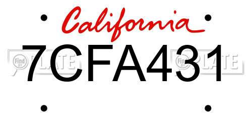 7CFA431 California License Plate