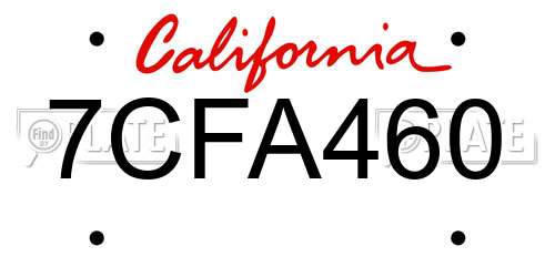 7CFA460 California License Plate