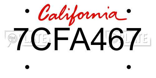 7CFA467 California License Plate