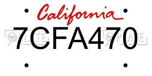 7CFA470 California License Plate