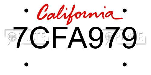 7CFA979 California License Plate