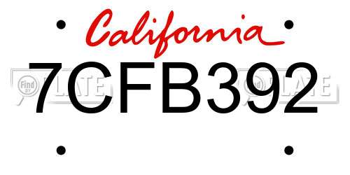 7CFB392 California License Plate