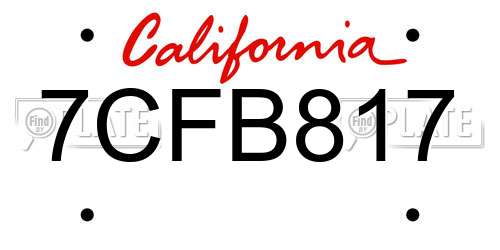 7CFB817 California License Plate