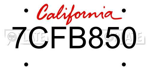 7CFB850 California License Plate