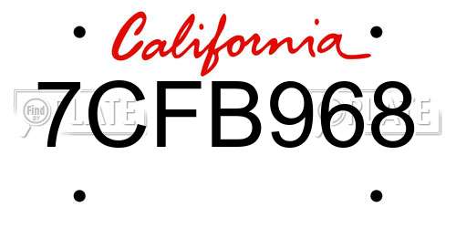 7CFB968 California License Plate