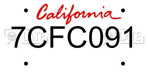 7CFC091 California License Plate