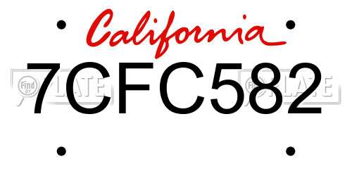7CFC582 California License Plate