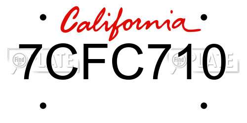 7CFC710 California License Plate