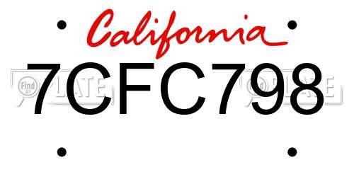 7CFC798 California License Plate