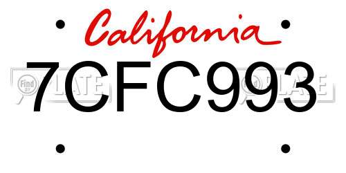 7CFC993 California License Plate