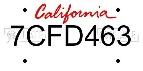 7CFD463 California License Plate