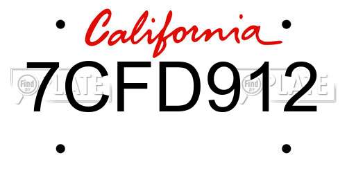 7CFD912 California License Plate