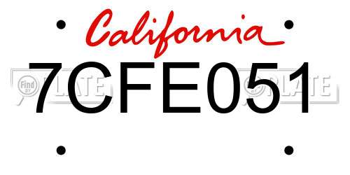 7CFE051 California License Plate
