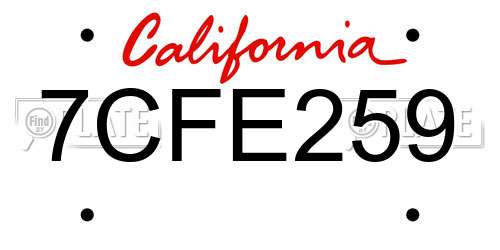 7CFE259 California License Plate