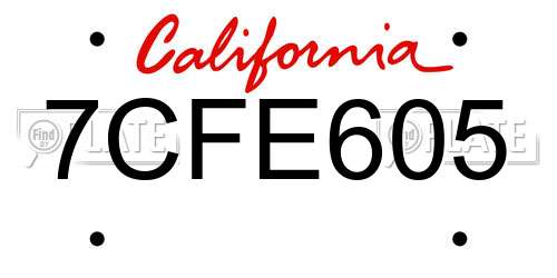 7CFE605 California License Plate