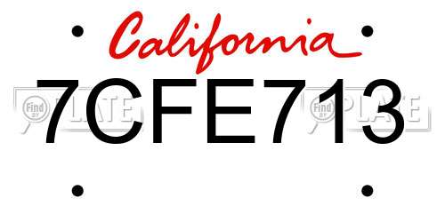 7CFE713 California License Plate