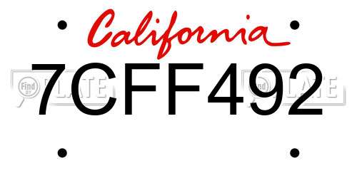 7CFF492 California License Plate