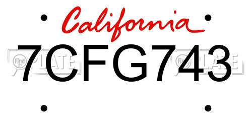 7CFG743 California License Plate