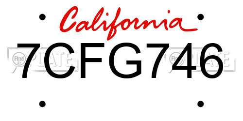 7CFG746 California License Plate
