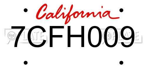 7CFH009 California License Plate